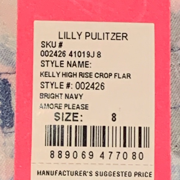 Lilly Pulitzer Kelly High Rise Crop Flare Sz 8 - Picture 3 of 7